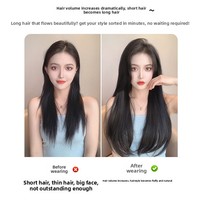 Extension de cheveux longue et droite en V à clipser, une seule pièce, clip en U à 4 griffes, 60cm/45cm, Noir naturel/Châtain clair/Châtain foncé, 4V Direct