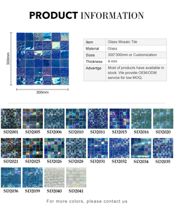 Mosaïque de verre bleu irisé <span class=keywords><strong>tendance</strong></span> pour cuisine, salle de bain, hôtel, salon, piscine extérieure/intérieure, bassin à poissons - Product Image 3