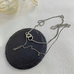 S925 Silver Geometric Double <b>Ring</b> <b>Necklace</b> Chain 40.5cm Fashion Sweater Chain - Product Image 2