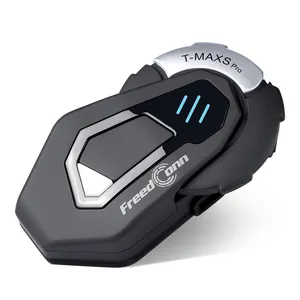 FreedConn Original T-MAX S PRO Interphone pour casque de moto Intercom de connexion de groupe de 7 motocyclistes avec casque Bluetooth de toute marque