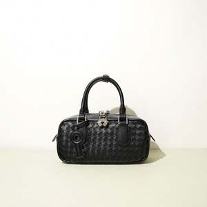 Bolso de Moda Casual de Diseño de Lujo para Mujer, Tejido a Mano en Piel de Vacuno, Cierre de Cremallera, Correa Extraíble, Estilo Boston, Piel Genuina - Product Image 5