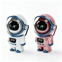 Speaker Robot Astronot Pintar yang Lucu, Sistem Audio Stereo AI Portabel dengan Lampu Malam Ambient LED RGB & Jam Digital