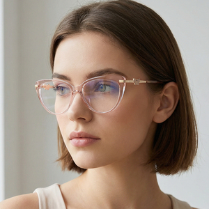 83005 Nouvelle mode Lunettes <span class=keywords><strong>de</strong></span> lecture œil <span class=keywords><strong>de</strong></span> chat surdimensionnées noires en TR90 avec branches en CP pour femmes, anti-lumière bleue, pour verres correcteurs - Product Image 1