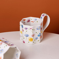 Tasse à café en céramique moderne, cadeau d'anniversaire pour amies, thé de l'après-midi, motif floral, compatible micro-ondes et lave-vaisselle