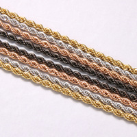NL2055 Bracelet chaîne torsadée minimaliste et tendance en acier inoxydable plaqué or 18 carats pour femme, largeur 5 mm 6 mm