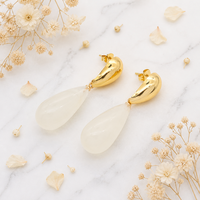Boucles d'oreilles pendantes en résine naturelle, acier inoxydable, broche en or 18 carats, résistantes à l'eau, hypoallergéniques, élégantes pour femme, accessoire de fête