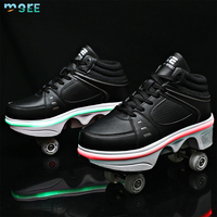 Chaussures à roulettes déformables automatiques SeeMore à double rangée, patins à roulettes invisibles 2-en-1 amovibles