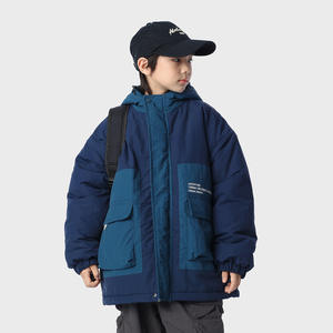 <span class=keywords><strong>Veste</strong></span> coupe-vent pour garçon style montagne, en nylon avec rembourrage en polyester, à capuche, color-block, hiver 2025, épaisse, chaude et tendance - Product Image 2