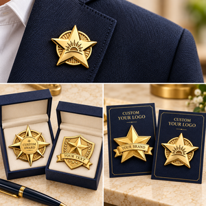 Custom Gold Star Recognition Lapel Pins 3D Die Cast Corporate Award Logo Badges OEM ODM Manufacturer - Product Image 3