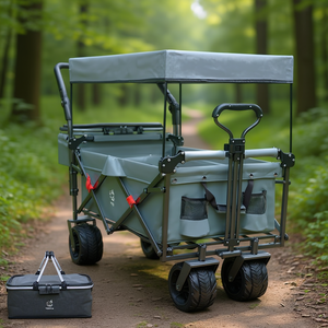 Carrito de Camping Plegable Db, Gris Metálico, con Ruedas Todoterreno, Toldo Extraíble, para Compras al Aire Libre y Senderismo - Product Image 2
