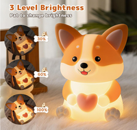 Veilleuse LED pour chien, 30M, avec minuterie, en silicone souple, mignonne, pour enfants, rechargeable, cadeau pour chambre à coucher, femmes, garçons, filles, 3 niveaux de luminosité, petite taille