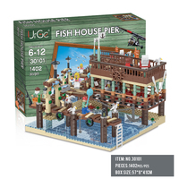 Xmork Fisherman Wharf - Port de pêche côtier - Blocs de construction - Modèle de 40 pièces - Jouet éducatif en plastique ABS - Pour les enfants de 8 à 13 ans
