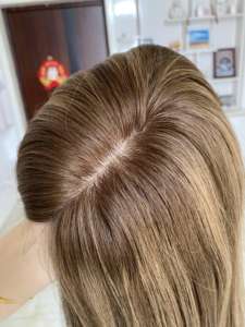 Prêt à expédier de haute qualité 5x6.5 haut en soie Topper pour les femmes 100% toupet de cheveux humains russe européen vierge pièce de cheveux Base en soie - Product Image 3
