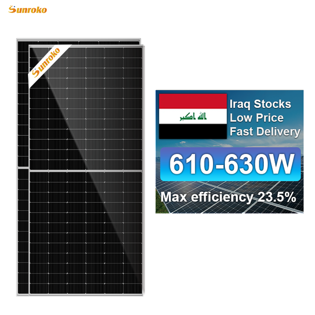 Sunroko Pv Module Dual Glass Paneles Solares Mono 610W 615W 620W 630W Bifacial Topcon N Type Solar Panels