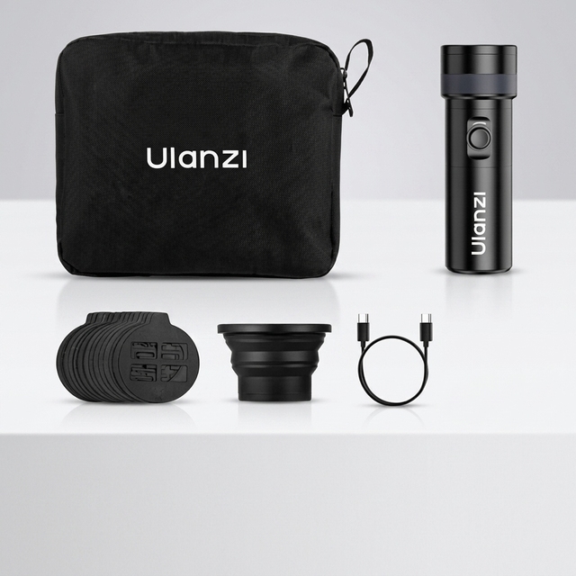 Ulanzi LM01 RGB 10W Photography Flashlight 4 Color Dimming Videography Flash Led Light 7500mAh with 1/4" Screw 20 Gobo Live Vlog