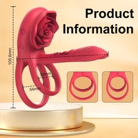 Vibrateur puissant pour pénis, anneau de pénis à télécommande, rose rouge, silicone+ABS, éjaculation retardée, jouets sexuels pour adultes, hommes 18+