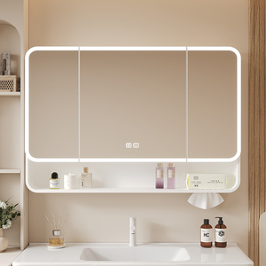 Gabinete de <span class=keywords><strong>espejo</strong></span> de baño inteligente Rectangular de alta calidad, luz LED de atenuación táctil, diseño moderno para el hogar, apartamento, Hotel, Villa, inodoros - Product Image 2