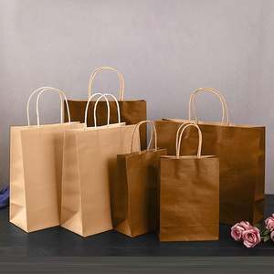 Sac en papier kraft avec poignée personnalisé pour emballage alimentaire à emporter, sacs en papier brun pour plats à emporter, sac de courses en papier kraft pour aliments - Product Image 5