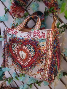 Sac fourre-tout en cuir véritable pour femmes, style bohème fait main, design perlé, embellissement en coquillage, fermeture à glissière, style décontracté plage, KAMARVY - Product Image 3