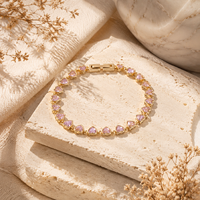 Bracelet en cristal rose, acier inoxydable doré, bijoux superposés bohèmes pour femmes, bracelet tendance bohème, bijoux bohèmes personnalisés