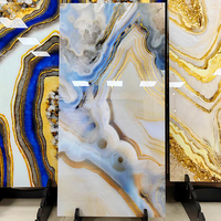 Carrelage de sol en porcelaine marbrée jaune brillant Springletile, carreaux de pierre d'agate veinée or de luxe pour la décoration murale intérieure
