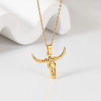 Collier Pendentif Tête de Taureau Style Ethnique Indien pour Homme, Plaqué Argent Antique, Personnalisé, Acier Inoxydable, Turquoise, Vente Transfrontalière