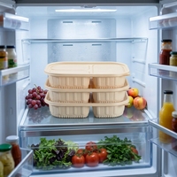 Boîte à lunch jetable biodégradable à 3 compartiments avec couvercle, étanche, compatible micro-ondes, sans BPA, contenants alimentaires en amidon de maïs