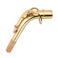 Alto Saxophone Bent Neck Brass Lacquer Replacement Neck with Natural Cork for Woodwind Repair