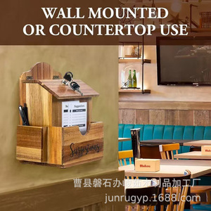 Wooden Suggestion Box Lockable <b>Rectangle</b> Storage Box For Office Cafe Use - Product Image 3