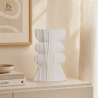 Vase à fleurs en céramique texturée blanche Jossin, vase de table géométrique moderne pour le salon, décoration intérieure nordique, accessoires d'intérieur