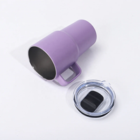 Mug de voyage isotherme sous vide de 16 oz avec revêtement anti-fuite, couvercle à paille et couvercle à bec verseur, avec poignée en corde