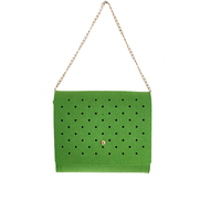 Pochette en feutre carré à la mode de vente chaude avec bouton brodé doré et forme carrée de fermeture à glissière