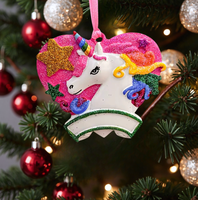 Ornement de Noël Cœur Licorne Personnalisé Fait Main Prix Usine en Gros avec Boîte Nom Personnalisé Résine Écologique à Suspendre
