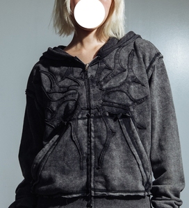 Conjunto Deportivo Gótico con Estampado de Araña para Hombre, Estilo Informal, de Algodón Negro, con Sudadera con Capucha y Cremallera y Pantalones Deportivos, Estilo <span class=keywords><strong>Y2K</strong></span> - Product Image 3