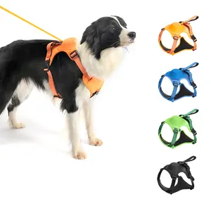 2023 New Arrival adjustable no pull pet dog leash and harness set with retractable leash