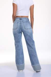 2026 Grinding Cuff hem <b>Women</b> Washed Straight Denim <b>Jeans</b> with Whiskers Fashion Trousers <b>for</b> <b>women</b> - Product Image 4