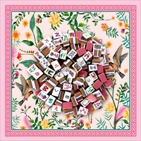 Tuiles de Mahjong Américaines Rose Poussiéreux en Acrylique Triple Couche avec Tapis de Mahjong Imprimé Chinoiserie Corail pour Fête