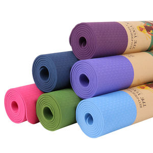 Colchoneta de yoga respetuosa con el medio ambiente con impresión personalizada Colchoneta de yoga plegable de doble color Almohadilla duradera Colchoneta de yoga TPE - Product Image 4