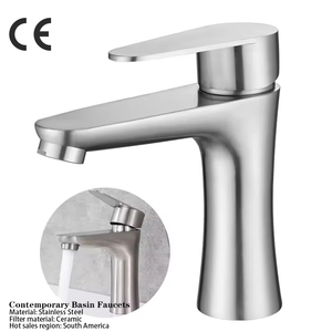 Amérique du Sud Vente chaude en acier inoxydable classique simple pont monté monotrou salle de bain mélangeur robinet de lavabo pour Villa - Product Image 1