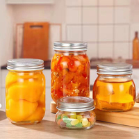 Custom 16oz 500ml Wide Mouth Glass Mason Jar Canning Jam Honey Food Storage Jar With Split Type Metal Lid