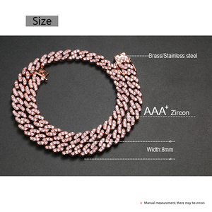 Colar de Cobre e Latão Banhado a Ouro Rosê de 8mm com Corrente Box e Zircônia, Estilo Hip-hop, Presente Unissex para Casamento/Noivado - Product Image 6