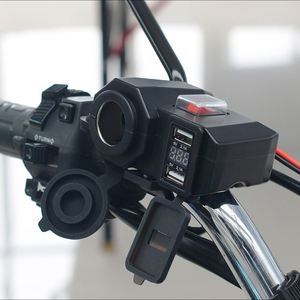Voltmètre LED étanche pour <span class=keywords><strong>moto</strong></span>, chargeur double <span class=keywords><strong>USB</strong></span> 12V avec <span class=keywords><strong>prise</strong></span> allume-cigare, nouveau modèle - Product Image 6