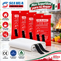 Lot de 4 couvertures anti-feu en fibre de verre haute température pour la sécurité domestique et la cuisine en cas d'urgence EN 1869:2019 avec bandes de traction faciles