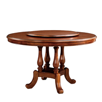 Table de salle à manger ronde en bois massif au design moderne américain avec plateau rotatif Ensemble de chaises haut de gamme pour hôtels et familles