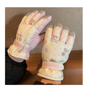 Gants de ski beige pour femmes, chauds, doublés de polaire, épais, coupe-vent, résistants au froid, pour l'extérieur, pour le cyclisme - Product Image 3