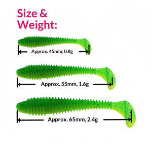 Vente en gros <span class=keywords><strong>de</strong></span> leurres souples en PVC à queue en T <span class=keywords><strong>de</strong></span> 5,5 cm, à nervures, pour la pêche au bar en <span class=keywords><strong>eau</strong></span> douce, en <span class=keywords><strong>eau</strong></span> salée, en <span class=keywords><strong>mer</strong></span> et en rivière - Product Image 2