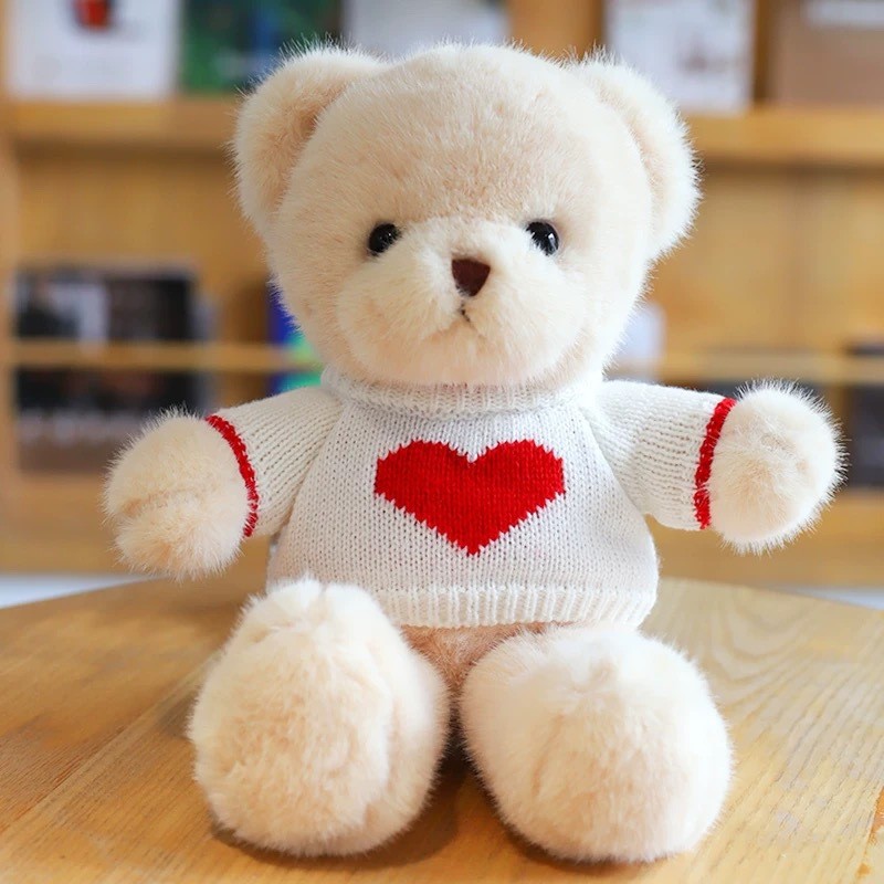 Eyelid bear - mi xiong white heart sweater