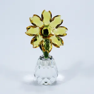 High Quality crystal daisies flower wedding souvenir K9 crystal yellow daisies flowers Car Accessories craft gift