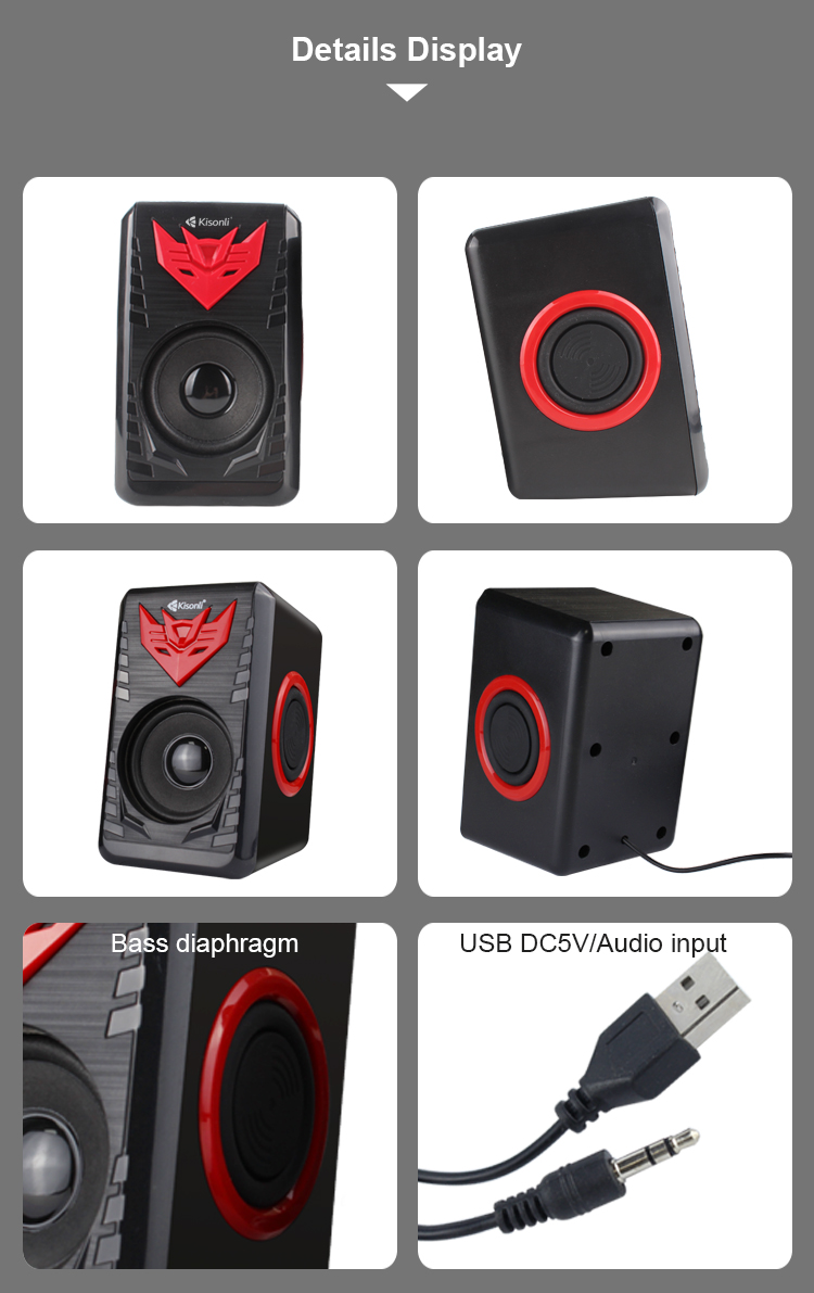 Kisonli speakers studio professional audio USB wired active  speaker
