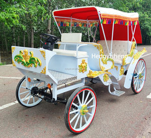 รถม้าไฟฟ้าสีขาวสำหรับงานแต่งงานแบบไม่มีหางม้าใส่สบายกลางแจ้งเที่ยวชมม้าไฟฟ้าทัวร์งานแต่งงานใหม่ - Product Image 3
